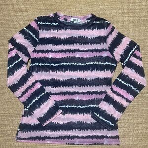 Focal Pink and Black Striped Long Sleeve Top Size 12 Great Condition